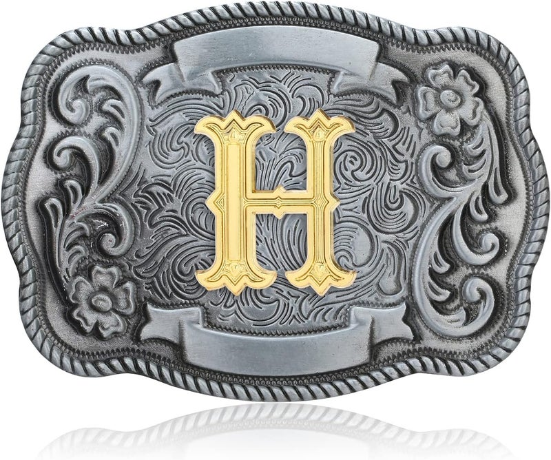 QQA Western Cowboy/Cowgirl Initial Belt Buckle Letter ABC to Z Upgrade Design for Men and Women - Image 1